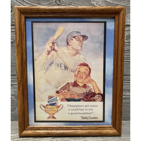 Framed Reproduction Babe Ruth Wheaties Breakfast of Champions Print Yankees - Picture 1 of 6